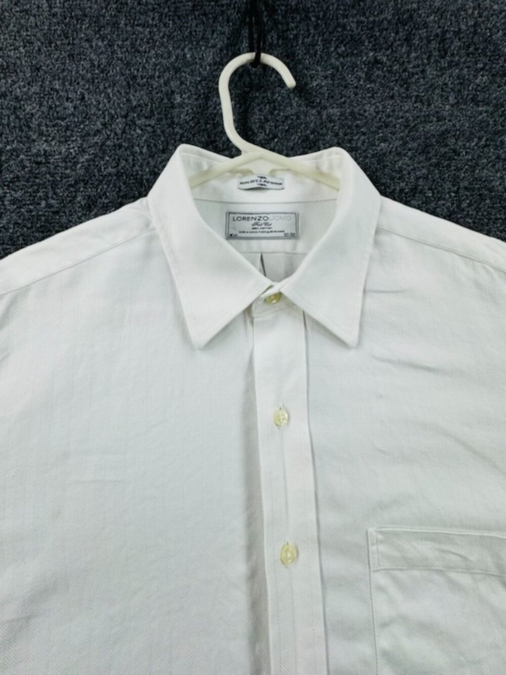 Lorenzo 16.5 32/33 Herringbone All Cotton Point White Shirt Men Long Sleeve